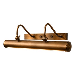 Handcrafted Solid Brass Picture Light, Antique Brass Double-Arm Adjustable Picture Light For Sale