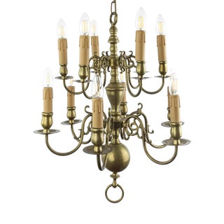 Dutch Bronze 2-Tier Chandelier For Sale
