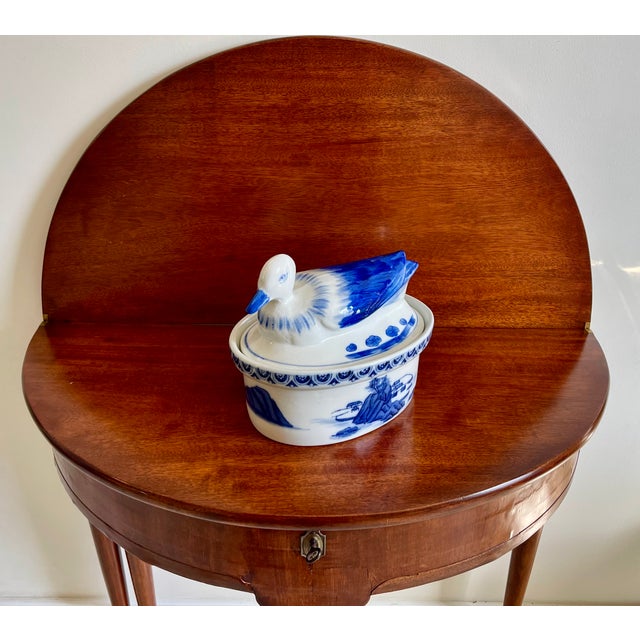 Chinoiserie Blue and White Duck Covered Dish For Sale - Image 4 of 7
