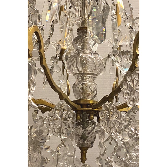 French Louis XVI Style Bronze and Crystal Chandelier Attributed to Baccarat For Sale - Image 9 of 11