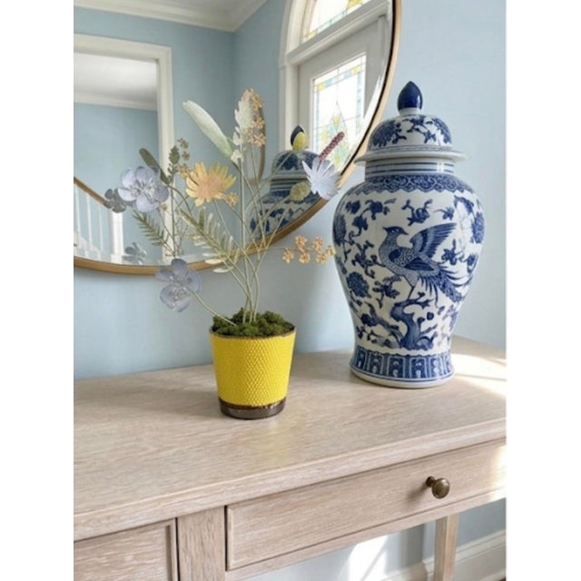 Metal Vintage Hand-Painted Metal Wildflower Arrangement in Textured Ceramic Pot For Sale - Image 7 of 12