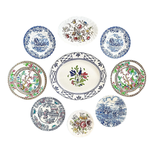 Mid 20th Century English Wall Plate Design Collection - Set of 9 Curated Plates