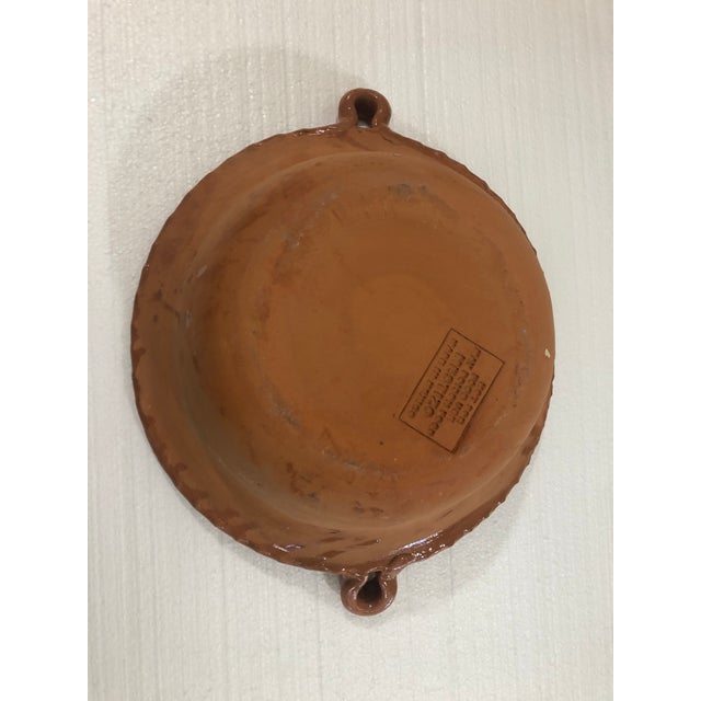 Ceramic Large Vintage Mestizo Hand Thrown Mexican Pottery Bowl W/ Handles For Sale - Image 7 of 8
