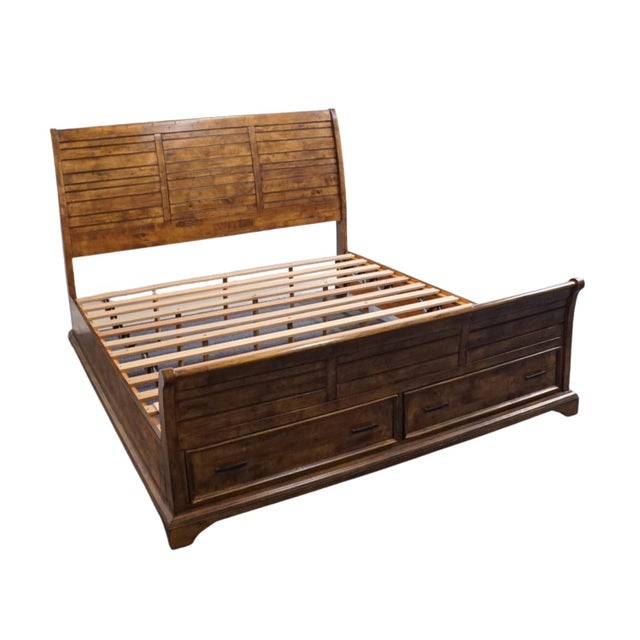 COASTER FURNITURE Elk Grove Collection Rustic Farmhouse King Size Bed w. Storage Drawers - Vintage Bourbon Finish 203891...