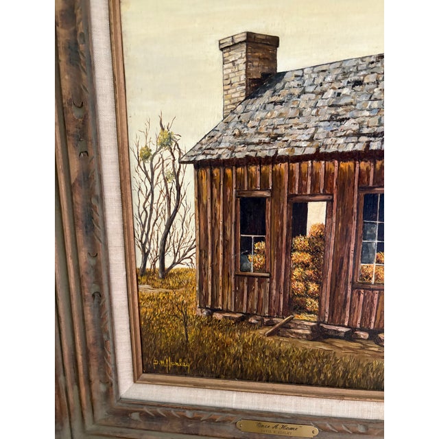Wood 1974 Original Painting of a Barn Titled “Once a Home” For Sale - Image 7 of 7