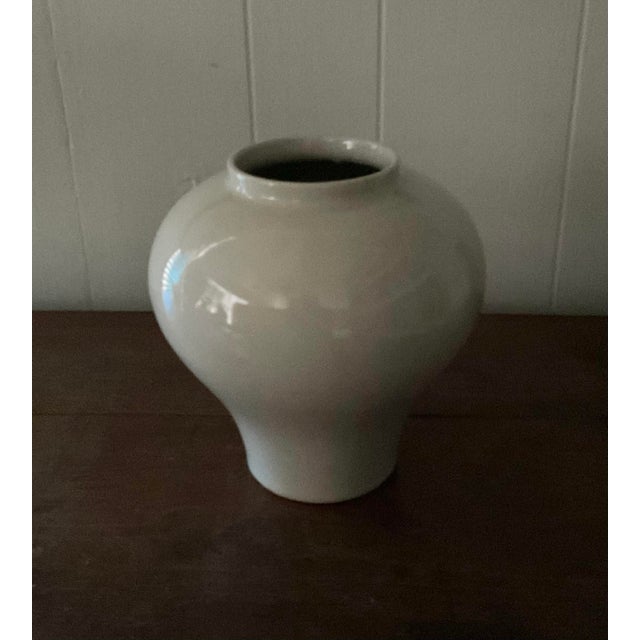 Korean White Celadon Style Vintage Pottery With Cherry Flower Design For Sale - Image 6 of 6
