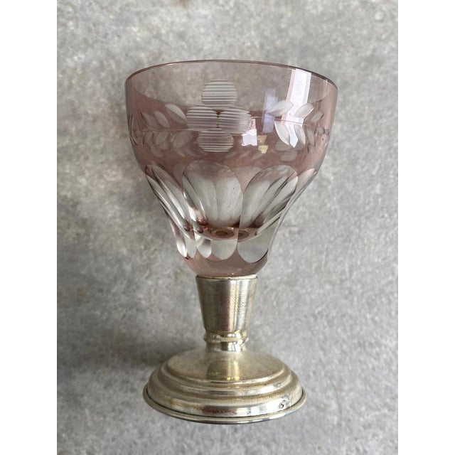 Colored Cut Glasses on Silver Stems, 1930s, Set of 6 For Sale - Image 6 of 10