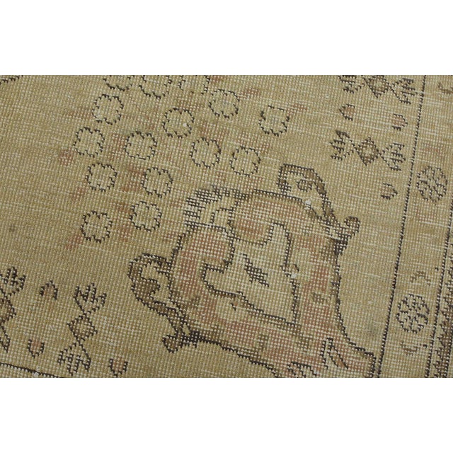 Tabriz Rug 6’5” X 9’5” Beige Vintage Distressed Wool Hand-Knotted Carpet For Sale - Image 4 of 14
