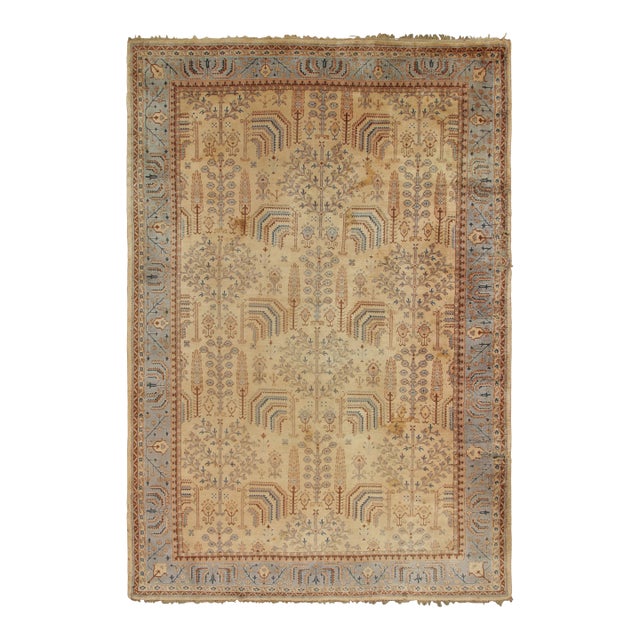 Oversized Vintage Oushak Rug in Beige With Tree of Life Motifs - Rug & Kilim For Sale