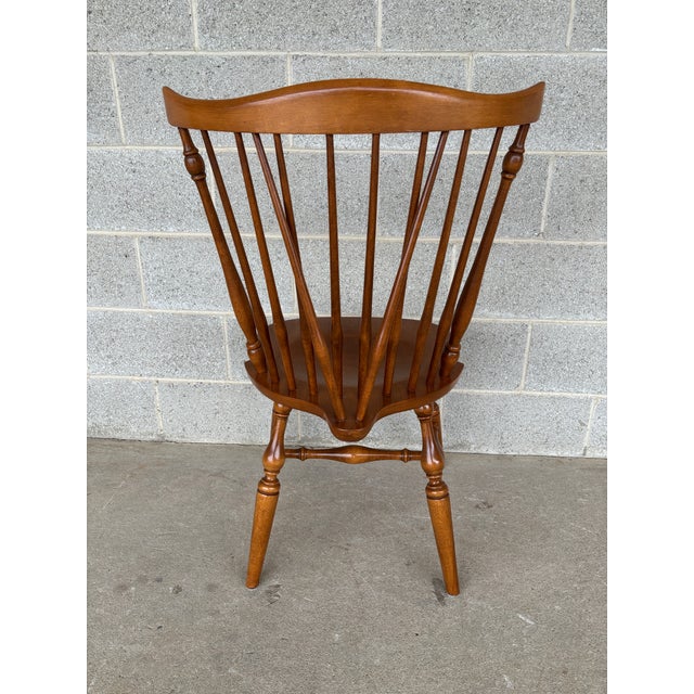Ethan Allen Nutmeg Maple Windsor Brace Back Side Chairs - Set of 4 For Sale - Image 10 of 12