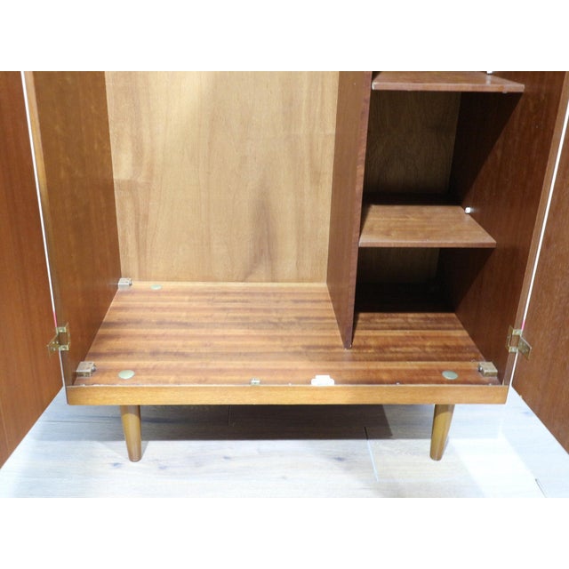 Wood Mid Century Modern Vintage Teak Double Armoire Wardrobe by Stonehill Danish Style For Sale - Image 7 of 13