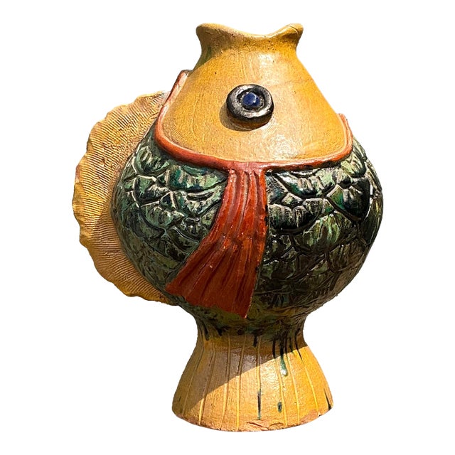 Vintage Italian Glazed Ceramic Fish For Sale