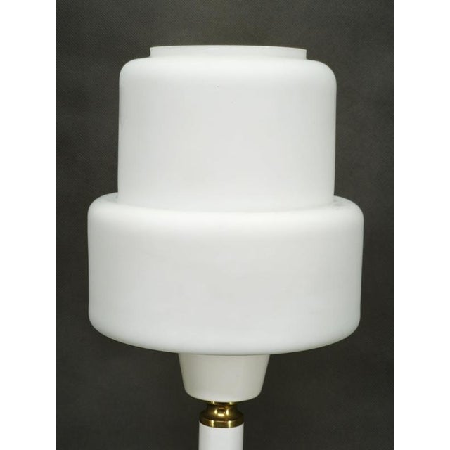 1970s Opaline Glass and Brass Table Lamp from Drukov, Czechoslovakia, 1970s For Sale - Image 5 of 10