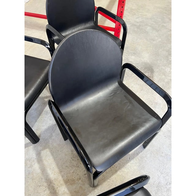 Black Set of 6 Gae Aulenti for Knoll International 'Orsay' Dining Chairs 1984, Signed For Sale - Image 8 of 17