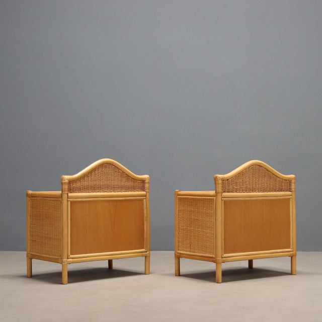 Vintage Bedside Tables in Woven Wicker and Beech, Italy, 1980s, Set of 2 For Sale - Image 10 of 11