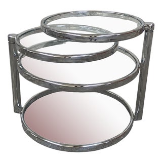 Mid-Century Modern Italian Chrome and Glass Coffee Table with Rotating Tops, 1970s For Sale