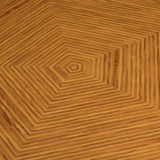 Pentagono Round Center Table in Layered Plywood by Pino Pedano, Italy, Late 1970s For Sale - Image 5 of 8