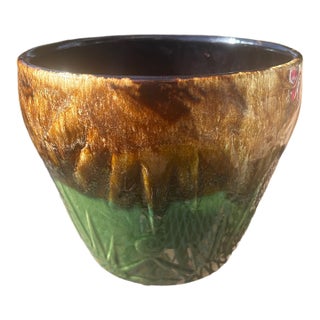 Robinson Ransbottom Pottery Company Sun and Moon Majolica Jardinere For Sale