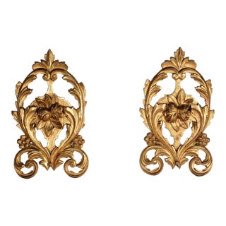 Early 20th Century Italian Gilt Wood Carvings- a Pair For Sale
