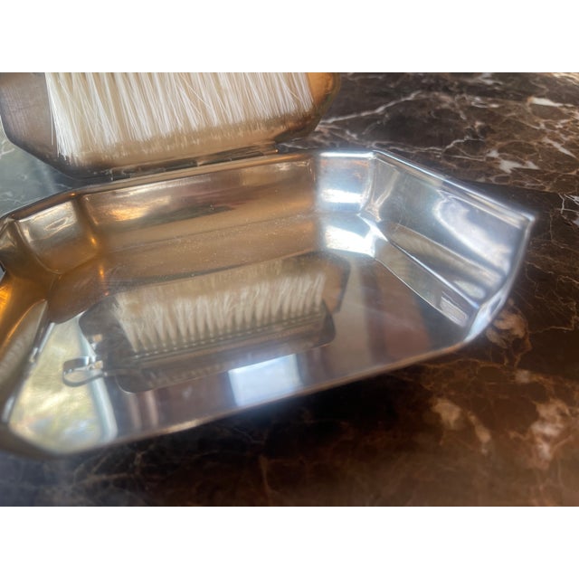 Metal 1970s Silver-Plate Butler Crumb Catcher & Brush For Sale - Image 7 of 9