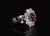 Expressionism Gia Certified 3.15ct No-Heat Purple Pink Sapphire & Diamond 18k Gold Halo Ring, Size 6.5 For Sale - Image 3 of 18