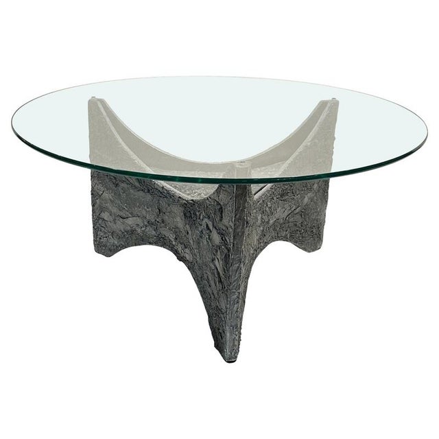 Brutalist Round Coffee Table in Cast Aluminium with Glass Illuminated, 1970s For Sale - Image 16 of 16