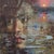 Remembrance by Lisa Fricker | Oil on collage panel Portrait of a face reflecting in water at sunset For Sale