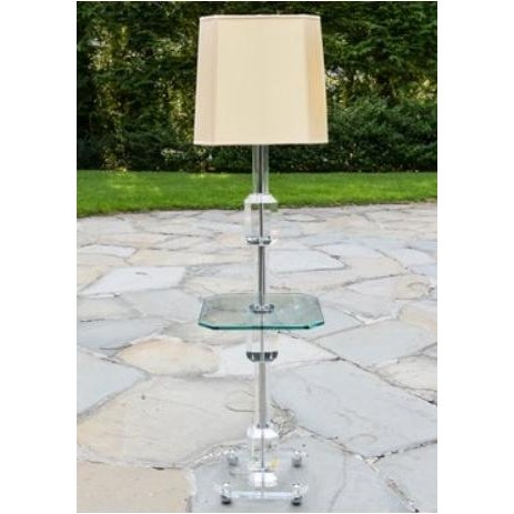 Mid 20th Century Lucite and Glass Table Floor Lamp For Sale In Charlotte - Image 6 of 6