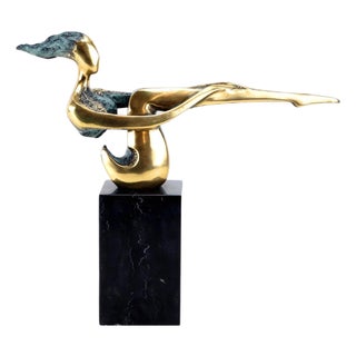 Unknown, Seated Woman, 20th Century, Bronze and Marble For Sale