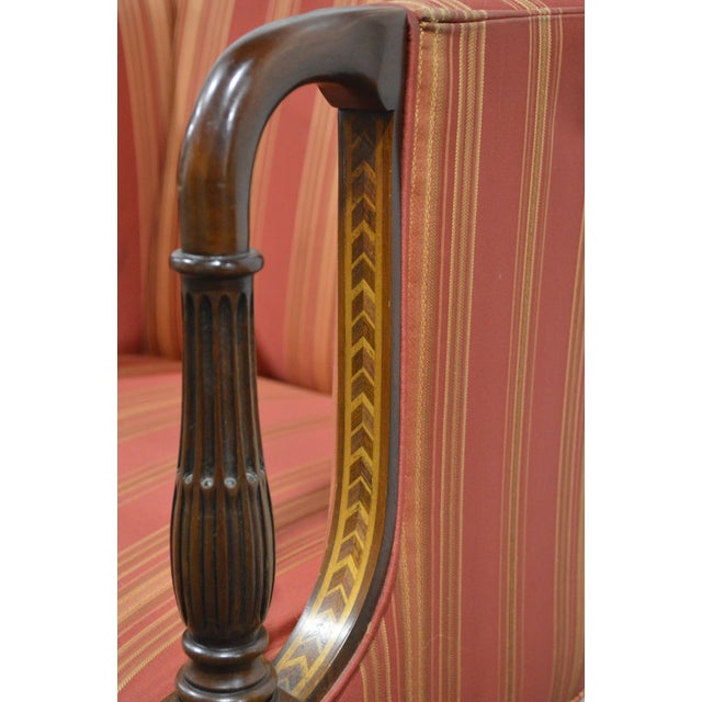 Wood Pair Southwood Finely Inlaid Sheraton / Federal Armchairs For Sale - Image 7 of 9