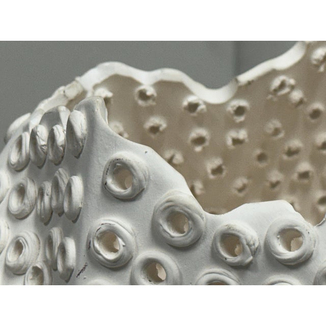 Anthem White Textured Ceramic Sculptural Vase For Sale In San Francisco - Image 6 of 12