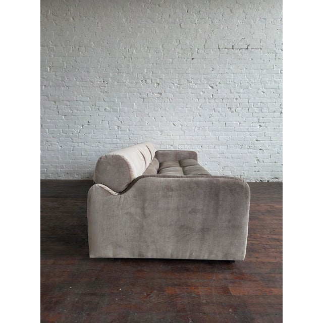 Fully restored 1974 Milo Baughman for Thayer Coggin sofa and chair in a luxurious high quality taupe cotton velvet. The...
