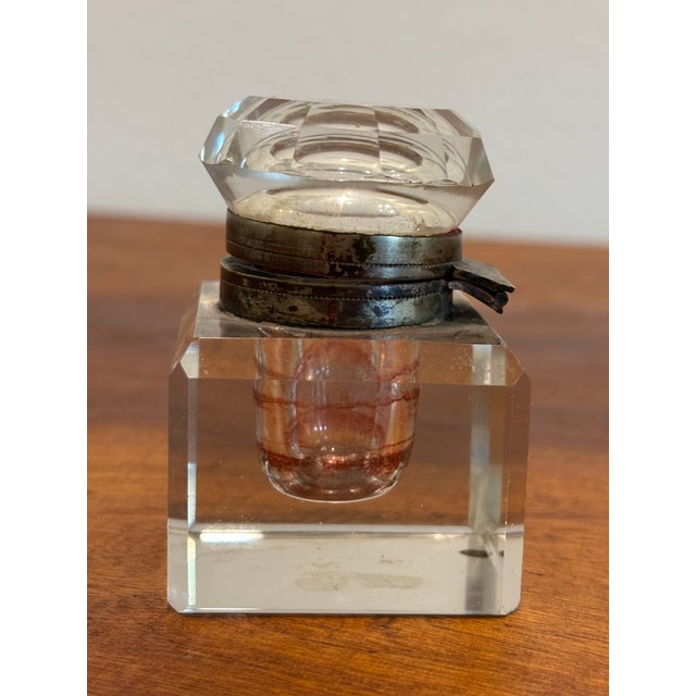 Antique 19th Century Black Lacquer Chinoiserie Inkstand With Cut Glass Inkwell For Sale - Image 11 of 18