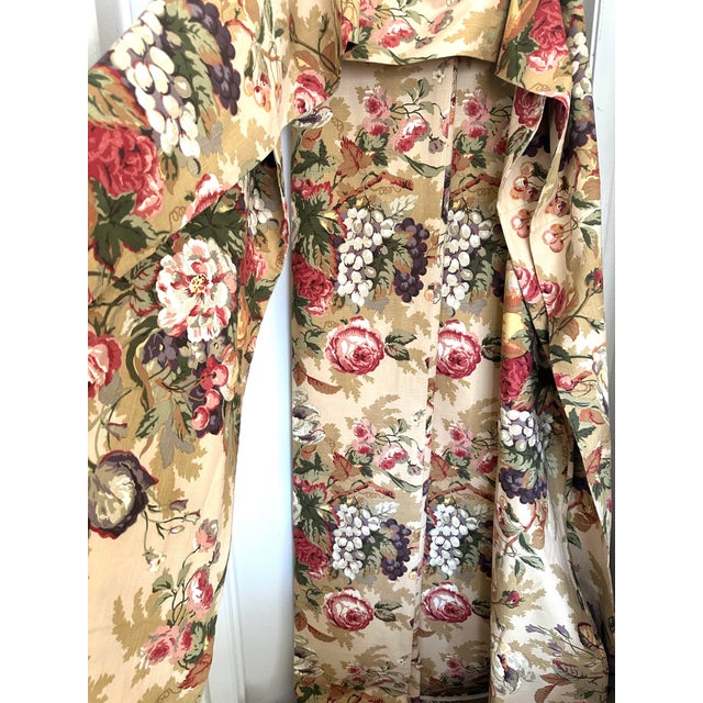 Textile Vintage Thomasville Floral Vallance & 2 Panel Drape Set For Sale - Image 7 of 9