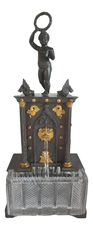 1820 French Restoration Period Bronze & Baccarat Crystal Automaton