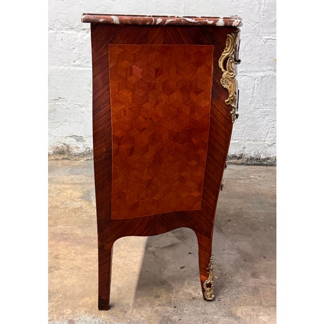 Antique French Marble Top Bombe Commode For Sale - Image 4 of 10