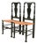 Eldred Wheeler Queen Anne Black Lacquered Side Chairs or Dining Chairs With Rush Seats, Pair For Sale