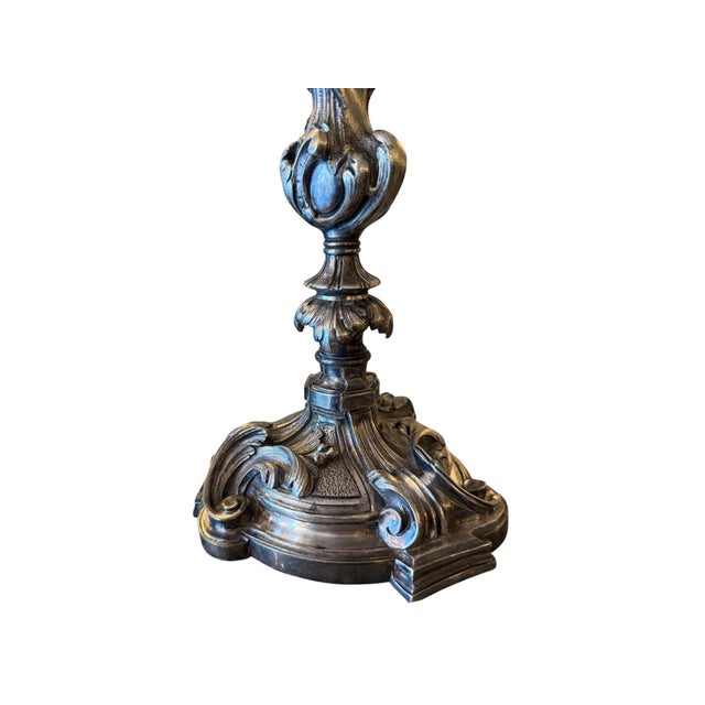 French Pair of 19th Century French Silver-Plated Bronze Candelabras For Sale - Image 3 of 8