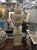 Pair of Grand Neoclassical Resin Garden Urns With Garlands and Lion Masques For Sale - Image 9 of 9