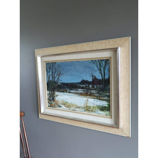 Mid 20th Century Mid-Century Modern 'Winter Light' Vintage Swedish Expressive Landscape Oil Painting, Framed For Sale - Image 5 of 12