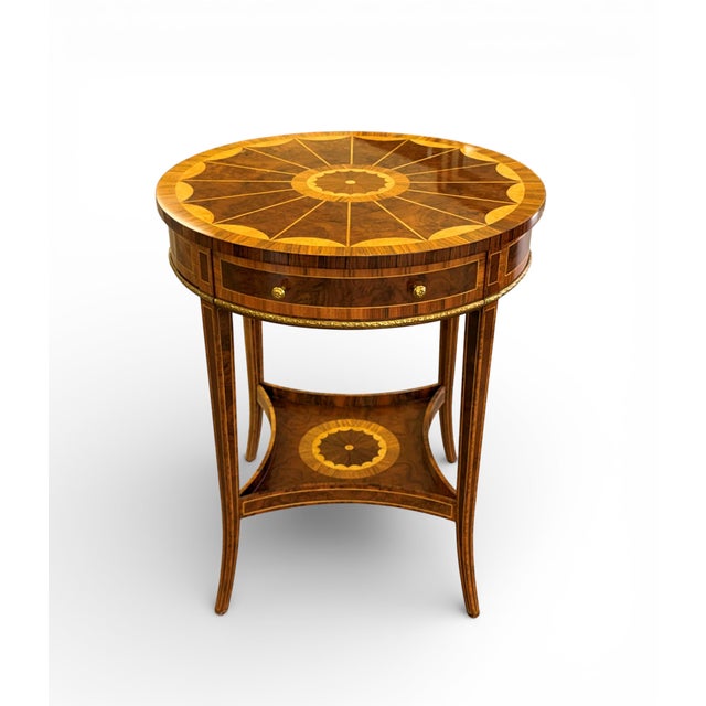 Traditional Maitland Smith Marquetry Inlaid Occasional Round Side Table For Sale - Image 3 of 14