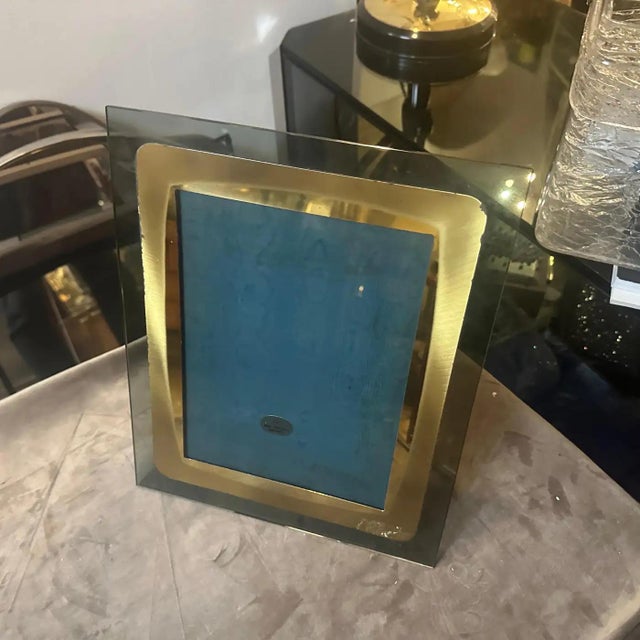 1960s High Quality Mid-Century Modern Smoked Glass Italian Picture Frame For Sale - Image 10 of 11