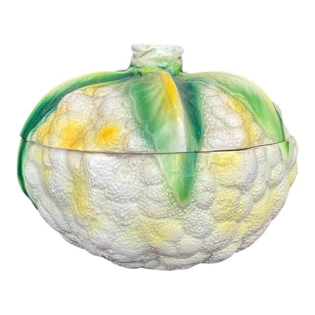 Hollywood Regency Mid-Century Hollywood Regency Italian Pottery Cauliflower Form Soup Tureen For Sale - Image 3 of 7