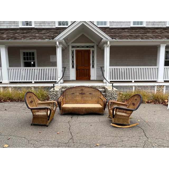 Art Deco Vintage Ficks Reed Wicker Set For Sale - Image 3 of 12