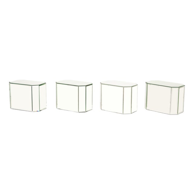 Modern Mirrored Pedestal Tables, 4 For Sale