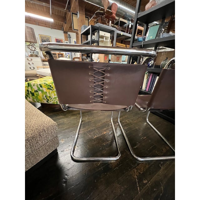 Knoll Two Spoleto Chairs and One Piece of Art (Painted Cranes With Gilding on a Wood Panel) For Sale - Image 4 of 18
