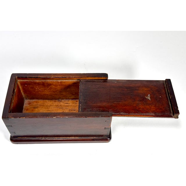 Brown 19th Century Early American Walnut Dovetail Slide Lid Candle Box For Sale - Image 8 of 16