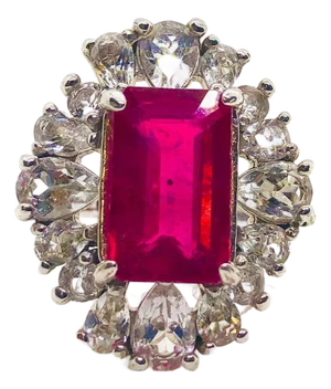 Bochic “Capri” Vintage Ruby & Multi Color Rose Cut White Topaz - 18K Gold & Silv