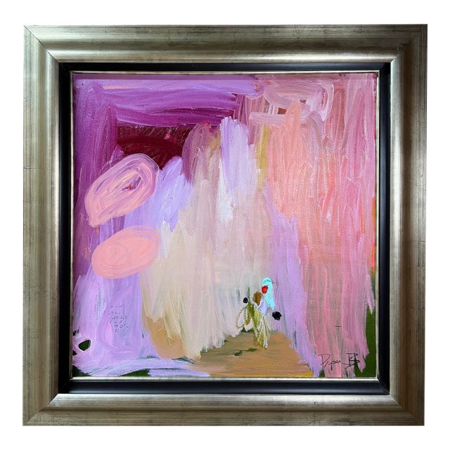 Pink Abstract Oil Painting by Piper Bridwell “Cherry on Top” For Sale