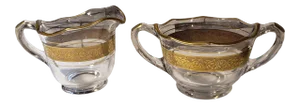 1960s Glastonbury Lotus Rambler Rose (#1125) 22k Gold Creamer & Open Sugar Bowl Set- 2 Pieces